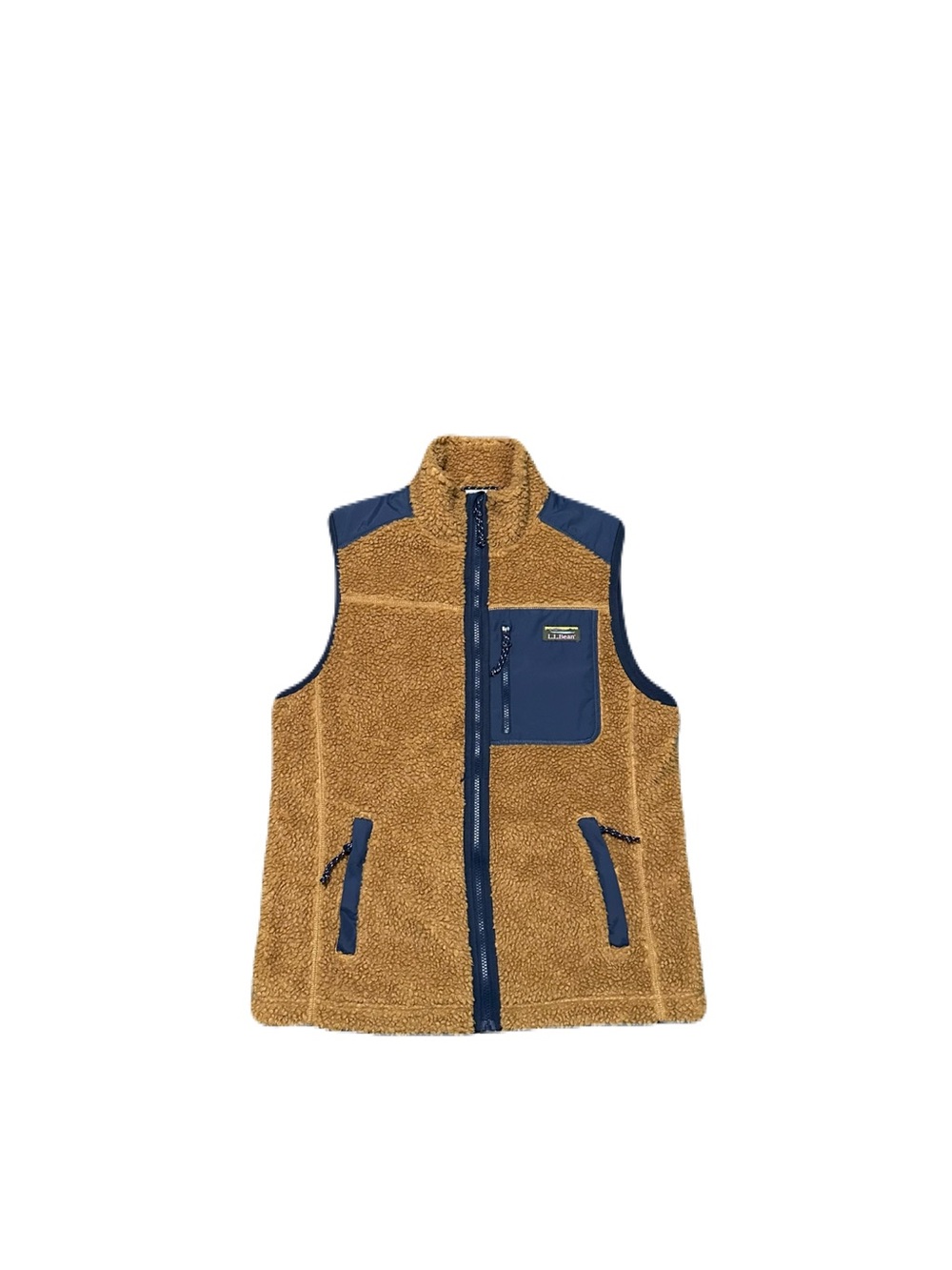 L.L.Bean Sherpa Vest Mens Small Brown Fleece Full Zip Lined Pockets Outdoor